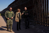 Democratic presidential nominee and U.S. VP Kamala Harris visits US-Mexico border