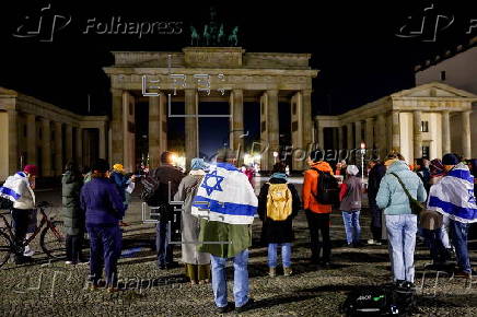 Vigil in Berlin to mark the anniversary of Hamas-led 07 October attack on Israel