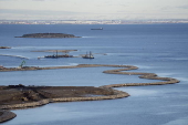 Construction of artificial peninsula in Copenhagen, Denmark