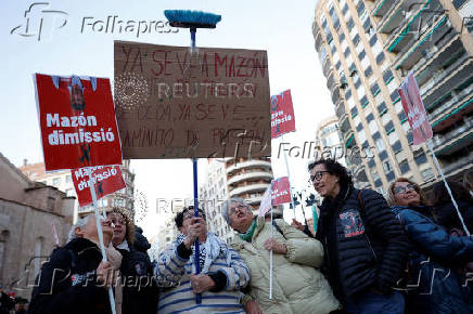 Protesters in Valencia call for regional leader Mazon to resign, in Valencia