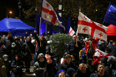 Protest against the results of a parliamentary election on the eve of the new parliament's first session, in Tbilisi