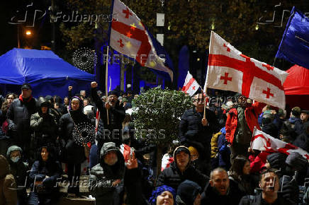 Protest against the results of a parliamentary election on the eve of the new parliament's first session, in Tbilisi