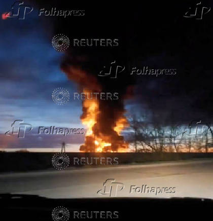 Fire after Ukraine drone attacks on Russia's Smolensk oil depot