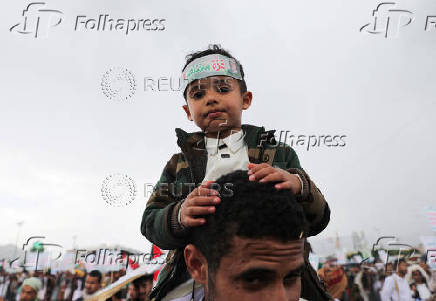 Protesters rally in solidarity with Palestinians in Gaza, in Sanaa