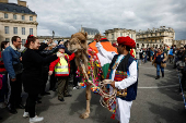 'The Amazing Parade' to mark the World Year of Camelids, in Vincennes near Paris
