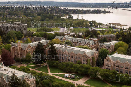 Protest encampment in support of Palestinians at University of Washington in Seattle