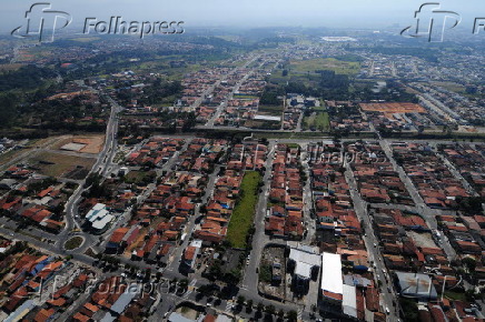 Vista area da cidade de Taubat, SP,