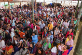 Displaced ethnic Kuki devotees attend a church service in Churachandpur
