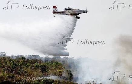 Incndio numa rea de mata perto do aeroporto de Braslia.