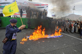 Rally in Sanaa in support of Palestinians and Lebanon's Hezbollah