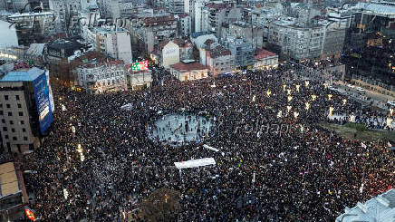 Anti-government protest following the Novi Sad railway station disaster, in Belgrade