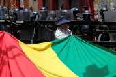 People protest against food shortages and rising prices in the food basket, in La Paz