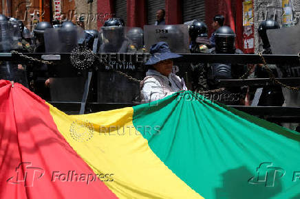 People protest against food shortages and rising prices in the food basket, in La Paz