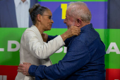 O presidencivel Lula (PT) e a ex-ministra Marina Silva durante coletiva