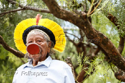 O cacique Raoni no evento em Braslia