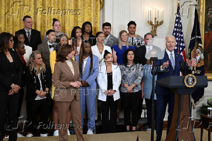 U.S. President Joe Biden welcomes the 2023 WNBA champion Las Vegas Aces