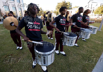 HBCU (Historically Black College and University) students march to the polls during early voting in North Carolina