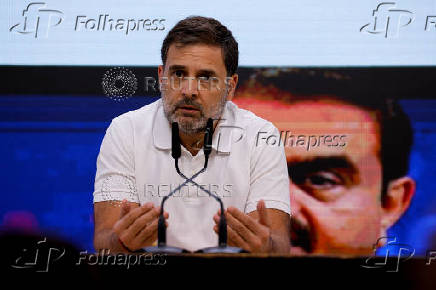 Rahul Gandhi of India's Congress party holds press conference in New Delhi