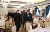 North Korean leader Kim Jong Un and his daughter Kim Ju Ae visit the newly built Kalma coastal tourist area in Wonsan