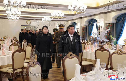 North Korean leader Kim Jong Un and his daughter Kim Ju Ae visit the newly built Kalma coastal tourist area in Wonsan