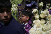 Catholic faithul celebrate the Lord of Miracles, in Lima