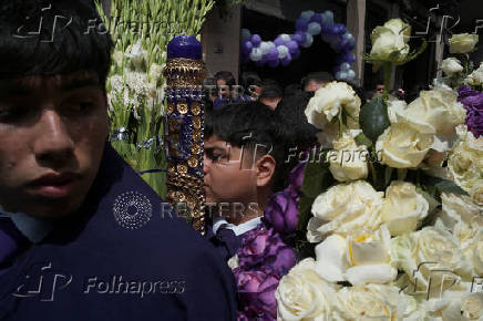 Catholic faithul celebrate the Lord of Miracles, in Lima