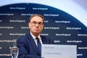 Governor of the Bank of England Bailey attends the biannual Financial Stability Report press conference, in London