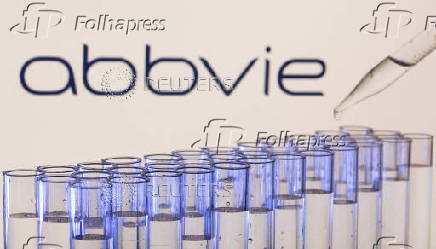 FILE PHOTO: Test tubes are seen in front of a displayed Abbvie logo in this illustration