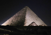 Giza Pyramids are lit up for World Tourism Day on the outskirts of Cairo