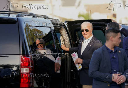 U.S. President Joe Biden leaves after church service in Rehoboth Beach, Delaware