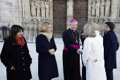 French President Macron visits Notre-Dame in Paris