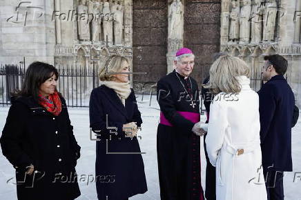 French President Macron visits Notre-Dame in Paris