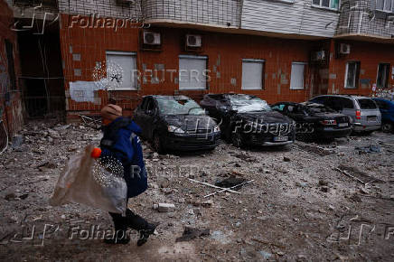 Aftermath of a Russian drone strike in Kyiv