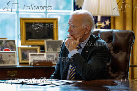 U.S. President Joe Biden attends a briefing on the federal response to the wildfires across Los Angeles