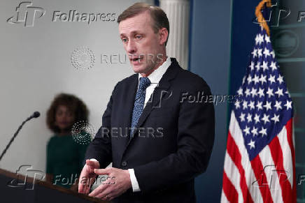 National Security Advisor Jake Sullivan speaks at a press briefing at the White House in Washington