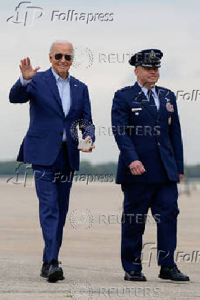 U.S. President Biden boards Air Force One en route to Philadelphia, from Joint Base Andrews