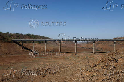 A general view of the dry riverbed of one part of the Vaitarna, in Kasara