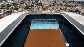 Flooded Arena Gremio stadium in Porto Alegre