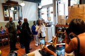 Democratic presidential nominee and U.S. Vice President Kamala Harris visits Dottie's Market in Savannah