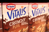 Dr Oetker Vitalis boxes are displayed on a shelf in a supermarket