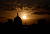 Sunset over the Rome's domes