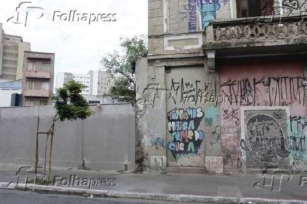 Construo de muro limita o espao na Cracolndia