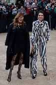 Guests arrive at Schiaparelli Haute Couture Spring/Summer 2025 show in Paris