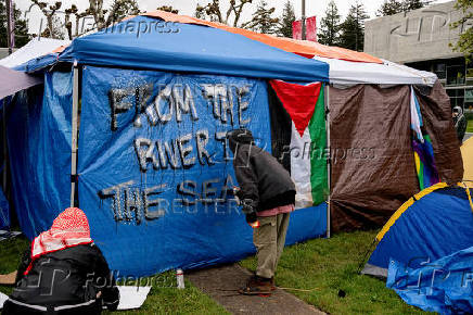 Protest encampment in support of Palestinians at Evergreen State College in Olympia
