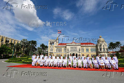 Thailand's Prime Minister Paetongtarn Shinawatra and her cabinet members at a group photo session in Bangkok