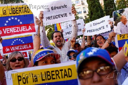 Venezuelans gather in support of Venezuelan opposition presidential candidate Gonzalez, in Madrid