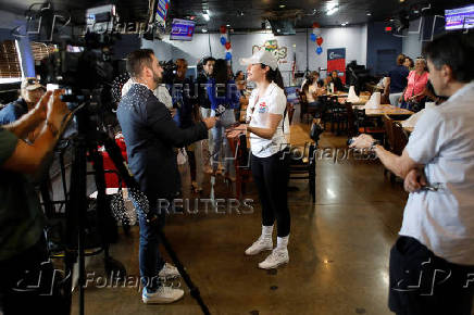 U.S. Representative and candidate for reelection Anna Paulina Luna (R-FL) visits Mugs Sports Bar and Grill in Largo