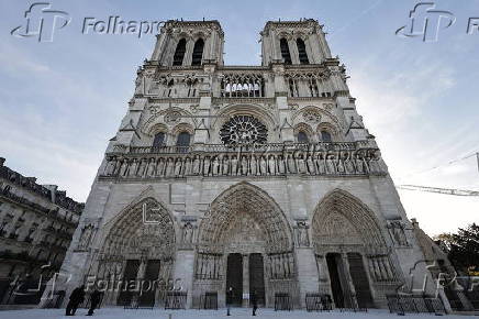 French President Macron visits Notre-Dame in Paris