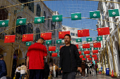 Macau and Chinese flags hang at Senado Square, in Macau