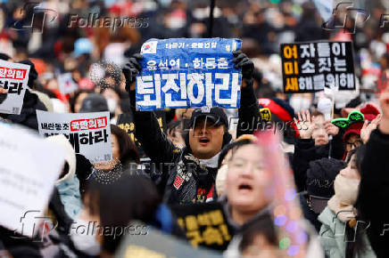 Protesters attend a rally against South Korea's impeached President Yoon Suk Yeol in Seoul